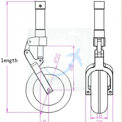 Fork Style Nose Wheel Dimension