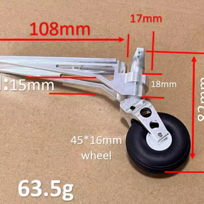 Aluminum Alloy Steering Tail Wheel for RC Gas Engine Turbine Planes (75mm, 82mm, 100mm Heights)